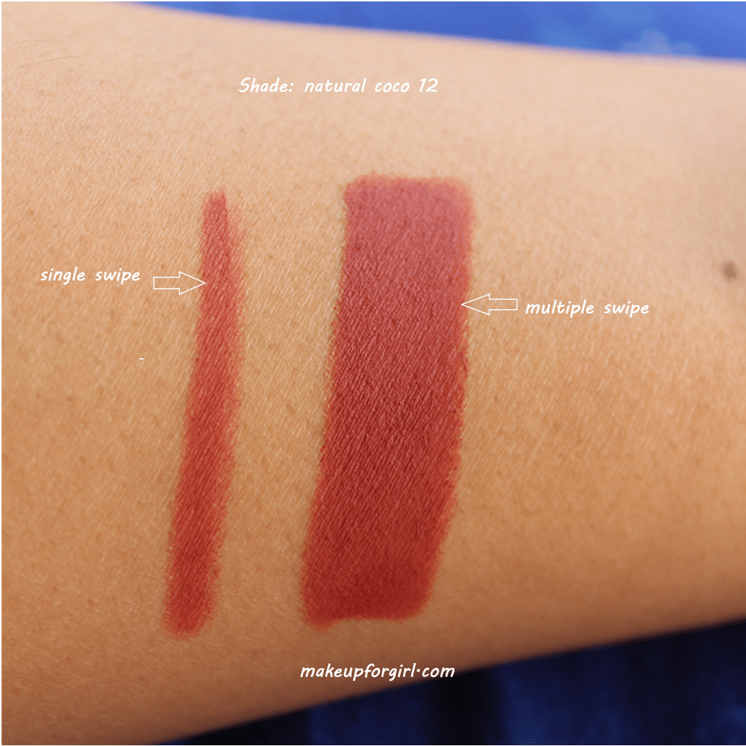 swatches of shade natural coco 12- faces canada ultime pro hd inetense matte lips+primer